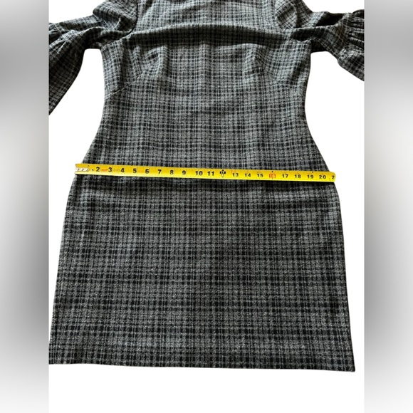 Lauren Ralph Lauren grey plaid elbow bell sleeve wool blend sheath dress size 14 - Picture 6 of 12